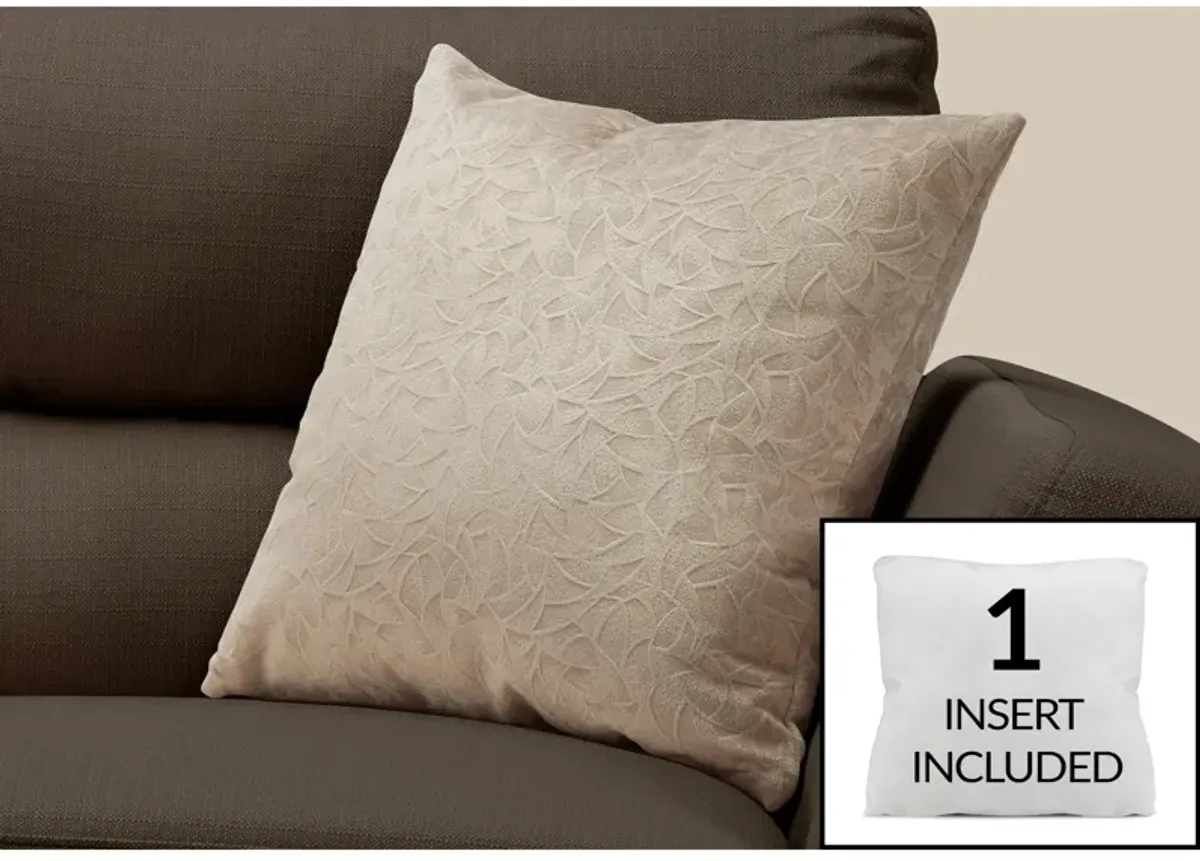 Monarch Specialties I 9254 Pillows, 18 X 18 Square, Insert Included, Decorative Throw, Accent, Sofa, Couch, Bedroom, Polyester, Hypoallergenic, Beige, Modern