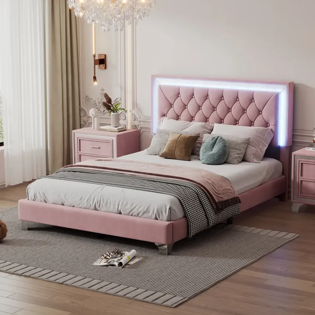 Merax Modern Velvet Platform Bed