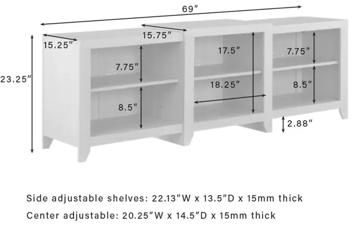 Ronin 69" Low Profile Tv Stand Whitewash