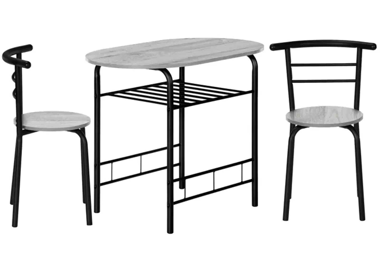 Monarch Specialties I 1207 Dining Table Set, 3pcs Set, Small, 32" L, Kitchen, Metal, Laminate, Grey, Black, Contemporary, Modern