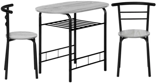Monarch Specialties I 1207 Dining Table Set, 3pcs Set, Small, 32" L, Kitchen, Metal, Laminate, Grey, Black, Contemporary, Modern