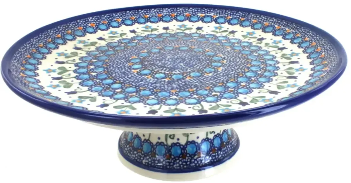 Blue Rose Polish Pottery Savannah Cake Plate