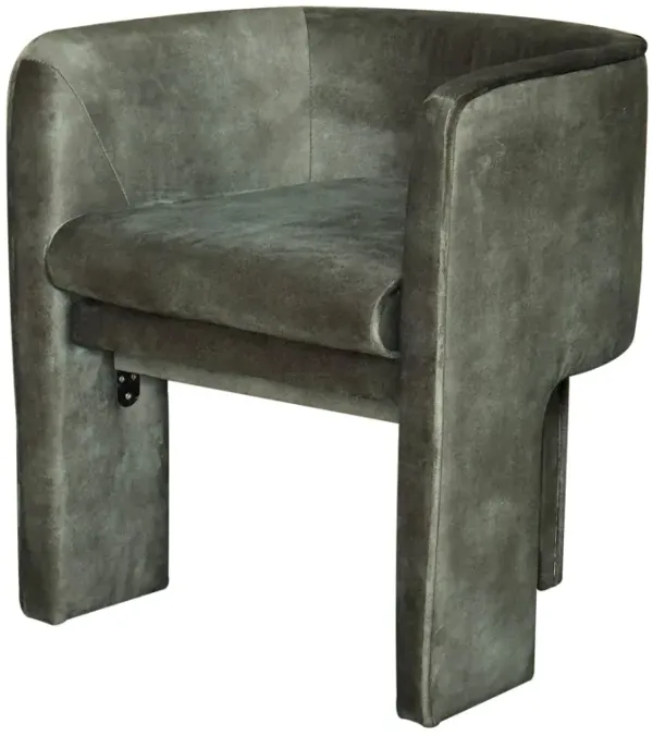 Gela Dining Chair, Three Legged Barrel Accent Sides, Rainforest Green