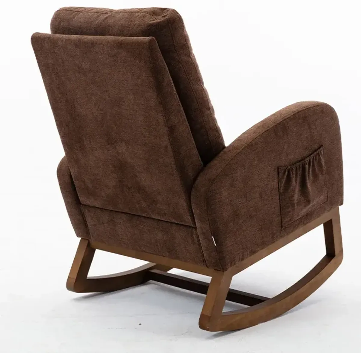 MONDAWE Rocking Chair, Modern Recliner Armchair with Wood Legs and Side Pocket, Nursery Rocking Accent Chair with High Back for Living Room Bedroom