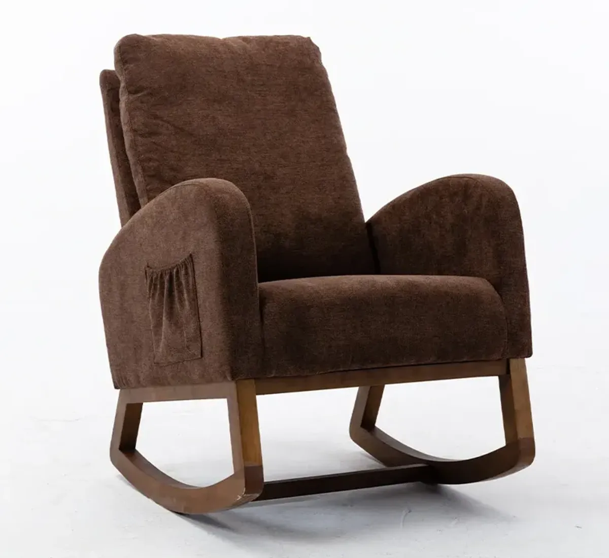 MONDAWE Rocking Chair, Modern Recliner Armchair with Wood Legs and Side Pocket, Nursery Rocking Accent Chair with High Back for Living Room Bedroom