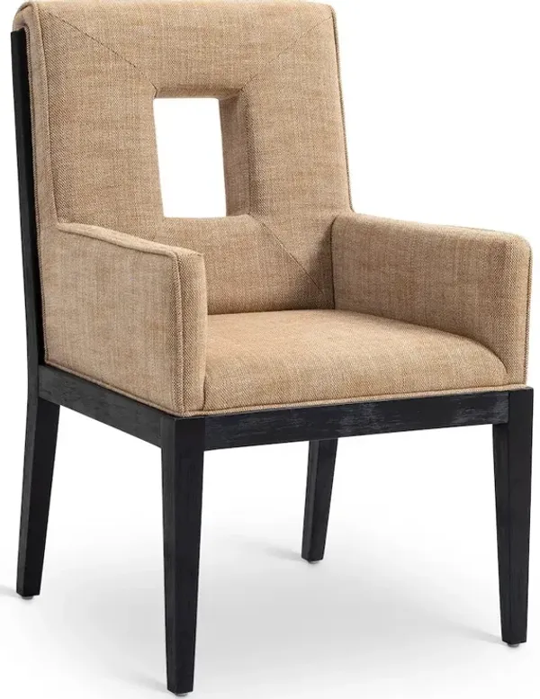 Meridian Furniture Gwendolyn Cognac Linen Textured Fabric Dining Arm Chair