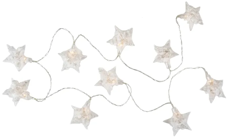 10 B/O LED Warm White Clear Star and Yarn Christmas Lights - 4.5 Ft  Clear Wire