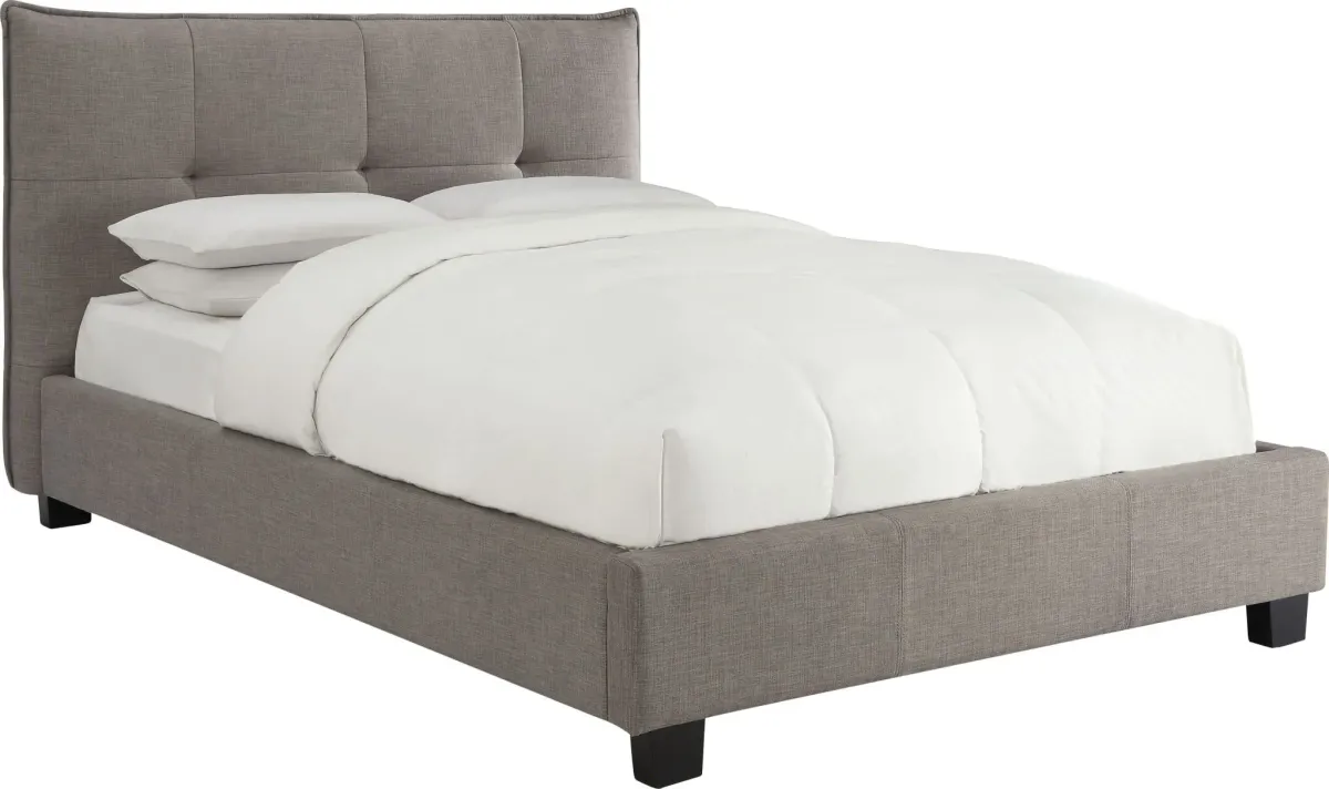 Adona Queen-Size Upholstered Platform Bed in Dolphin Linen