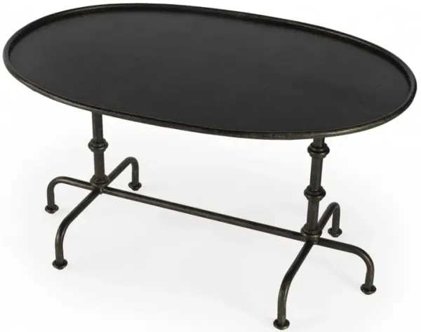 Hivvago 38 Inch  Silver Aluminum Oval Coffee Table