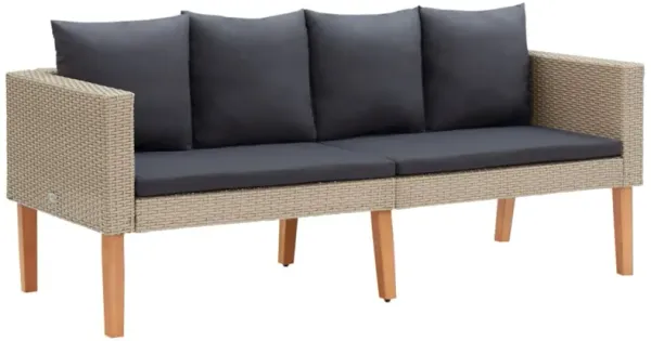 vidaXL 2-Seater Garden Sofa with Cushions Poly Rattan Beige