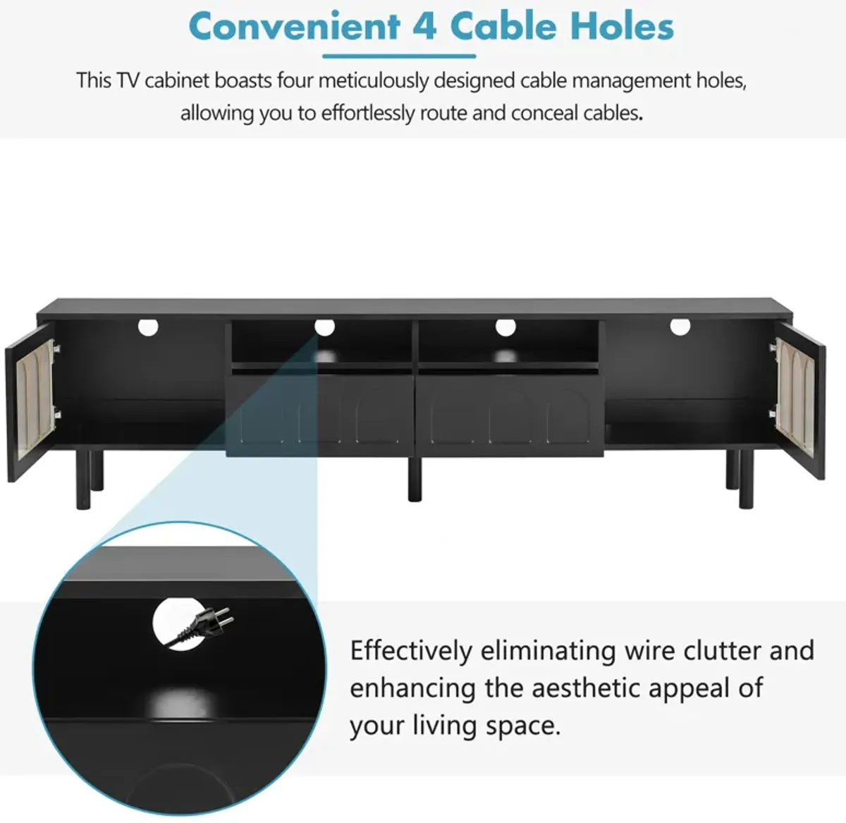 Merax Cream Style TV Stand with LED Light Strip