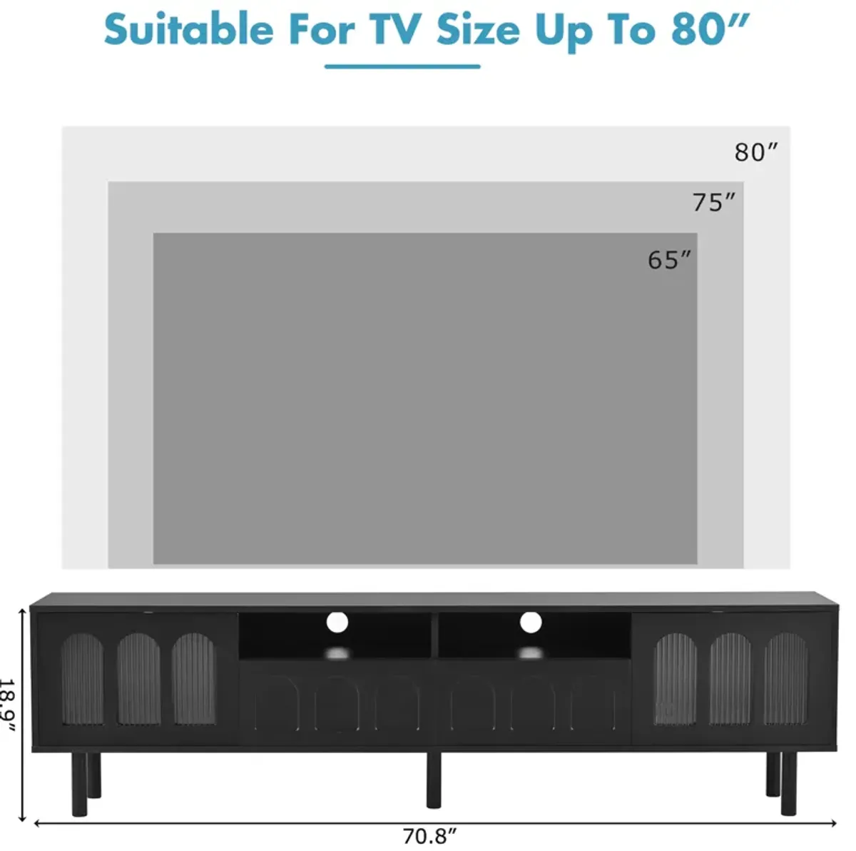 Merax Cream Style TV Stand with LED Light Strip