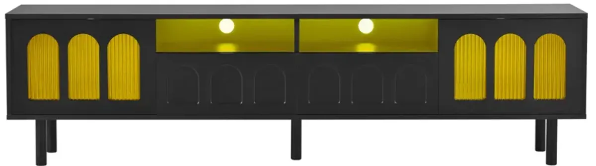 Merax Cream Style TV Stand with LED Light Strip