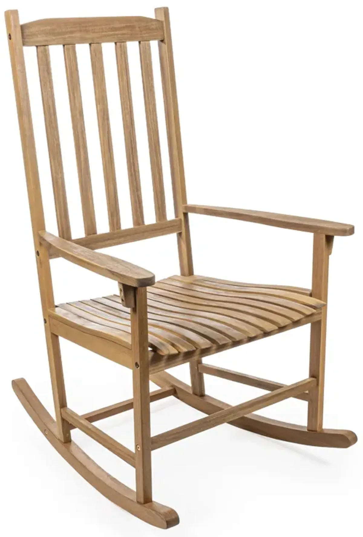 Seagrove Farmhouse Classic Slat-Back Acacia Wood Outdoor Rocking Chair