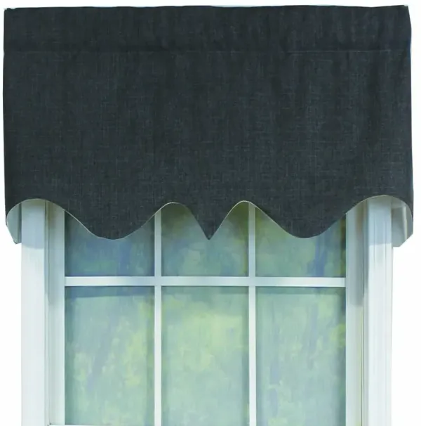 RLF Home R-Crosby Essential Solid Color Fabric Printed Regal Valance 3" Rod Pocket 50" x 17" Iron Charcoal