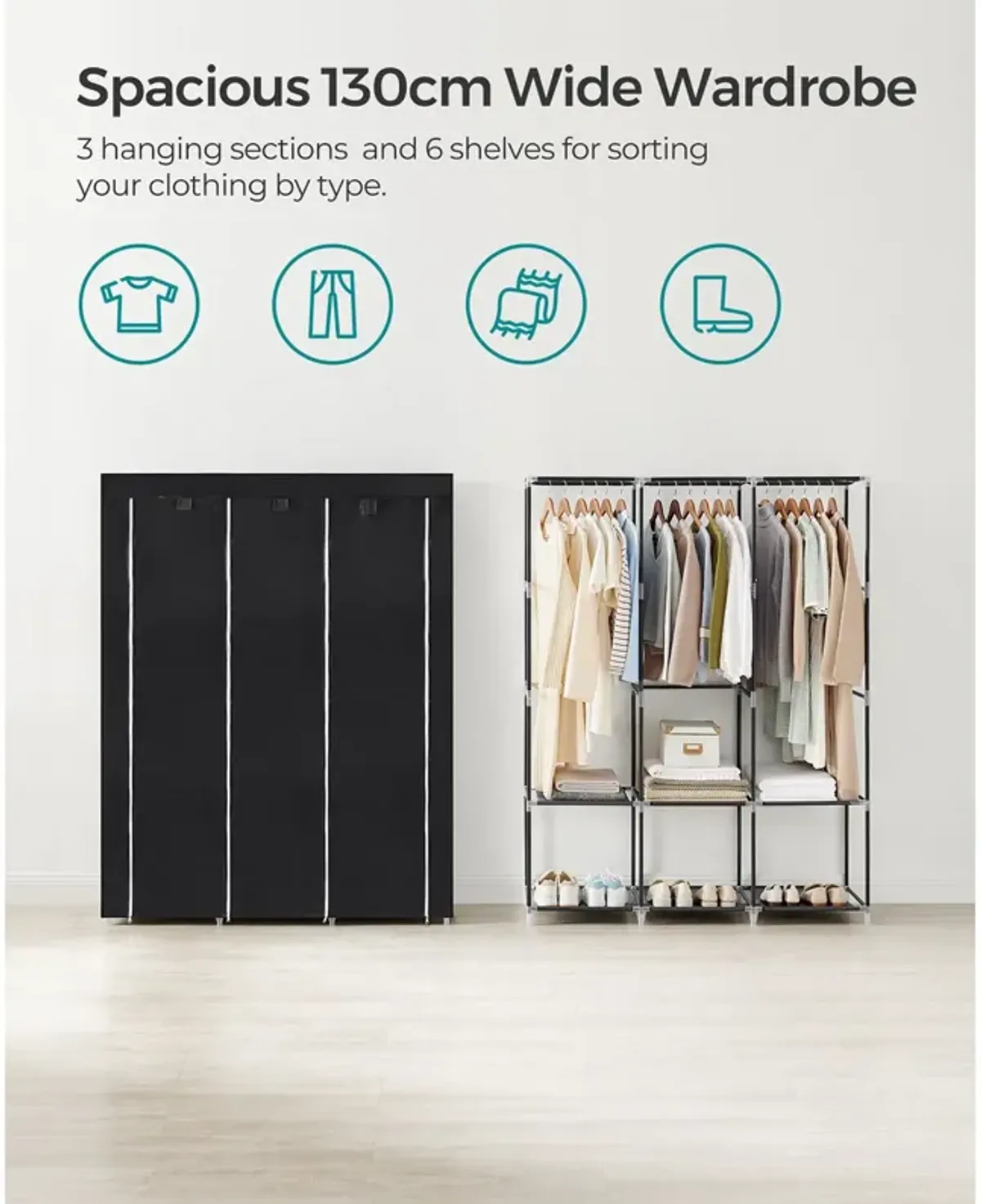 Wardrobe Closet Organizer with Cover