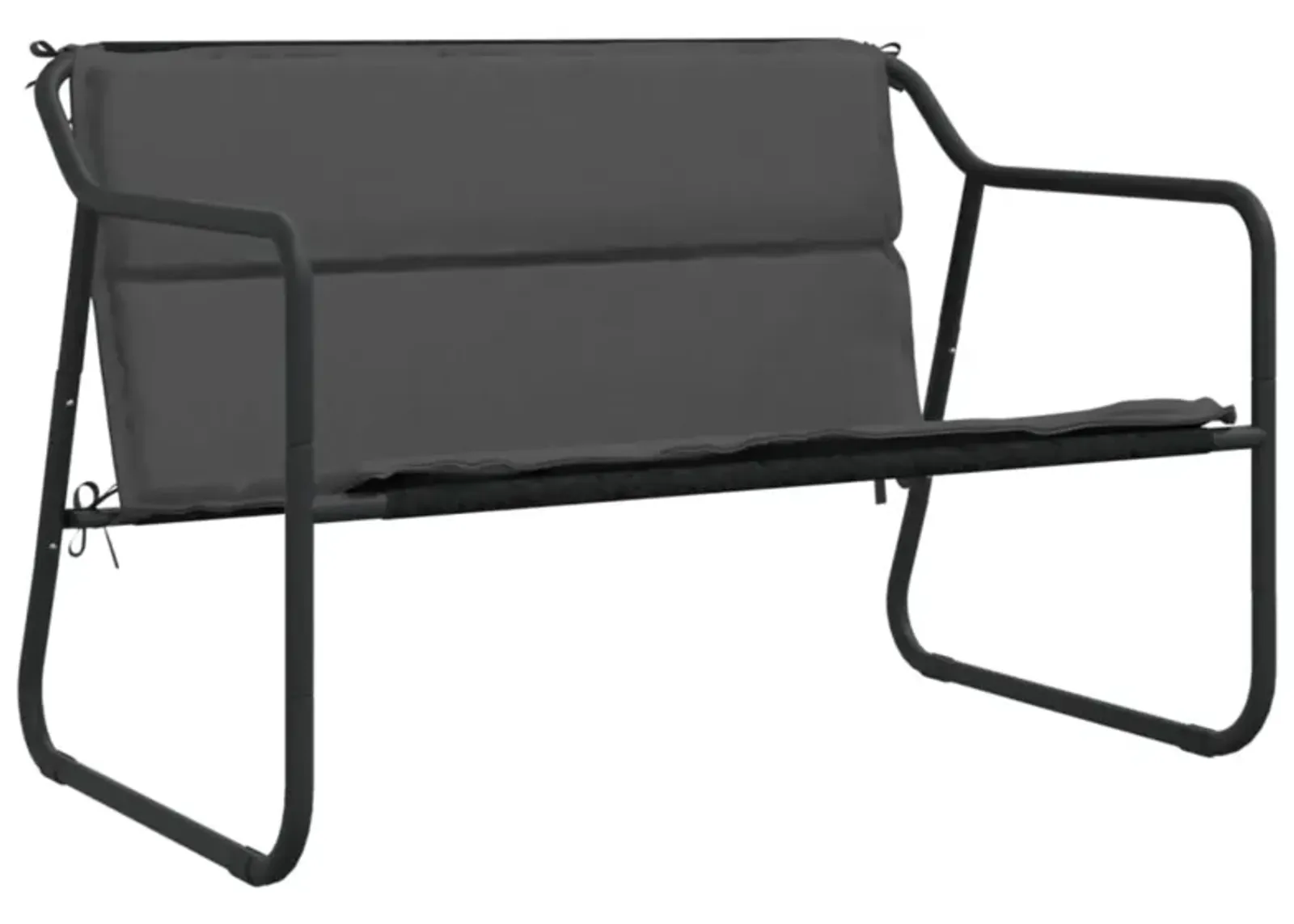 vidaXL Modern Anthracite 2-Seater Patio Bench with Cushions - Powder-Coated Steel and UV-Resistant textilene Fabric - Ideal for Garden, Terrace or Outdoor use