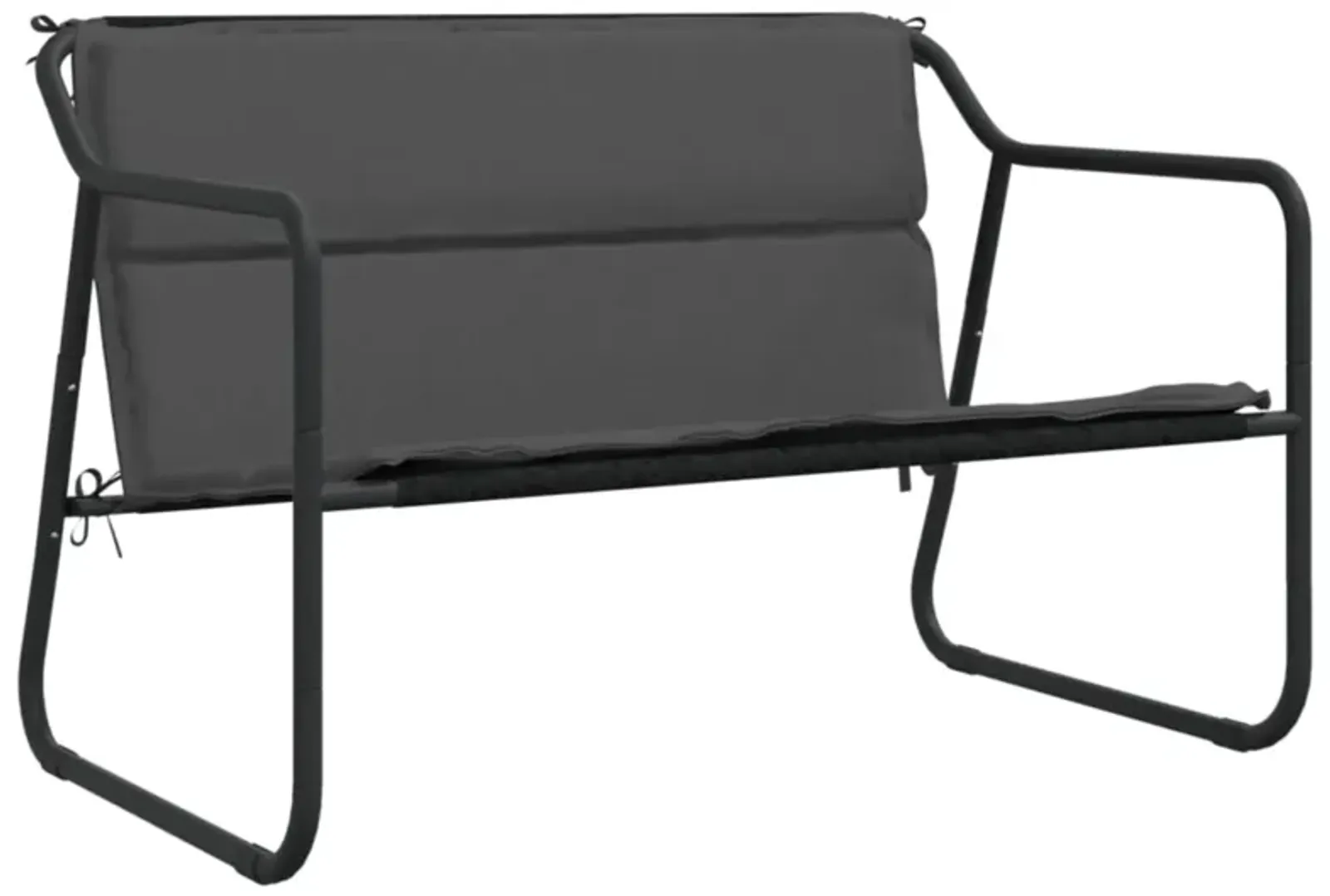 vidaXL Modern Anthracite 2-Seater Patio Bench with Cushions - Powder-Coated Steel and UV-Resistant textilene Fabric - Ideal for Garden, Terrace or Outdoor use