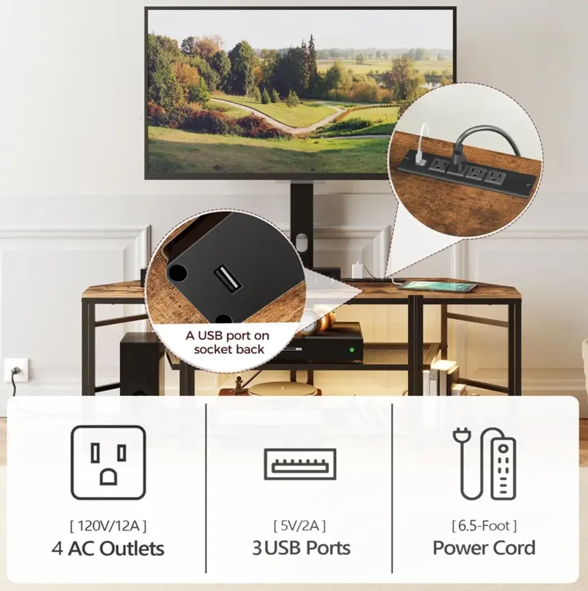 70.9"Entertainment Center Media Console,Mount up to 80 inch TVs