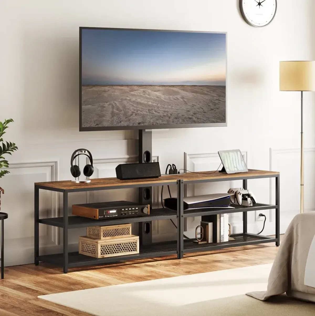 70.9"Entertainment Center Media Console,Mount up to 80 inch TVs