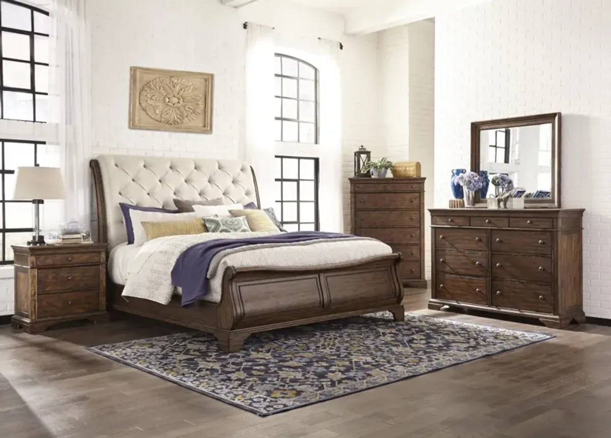 Trisha Yearwood Dottie Upholstered King Sleigh Bed