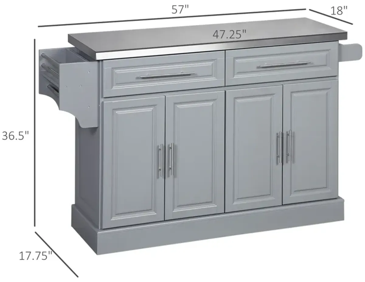 Rolling Stainless Steel Counter Kitchen Cart Storage Cabinet w/ Drawers & Rack