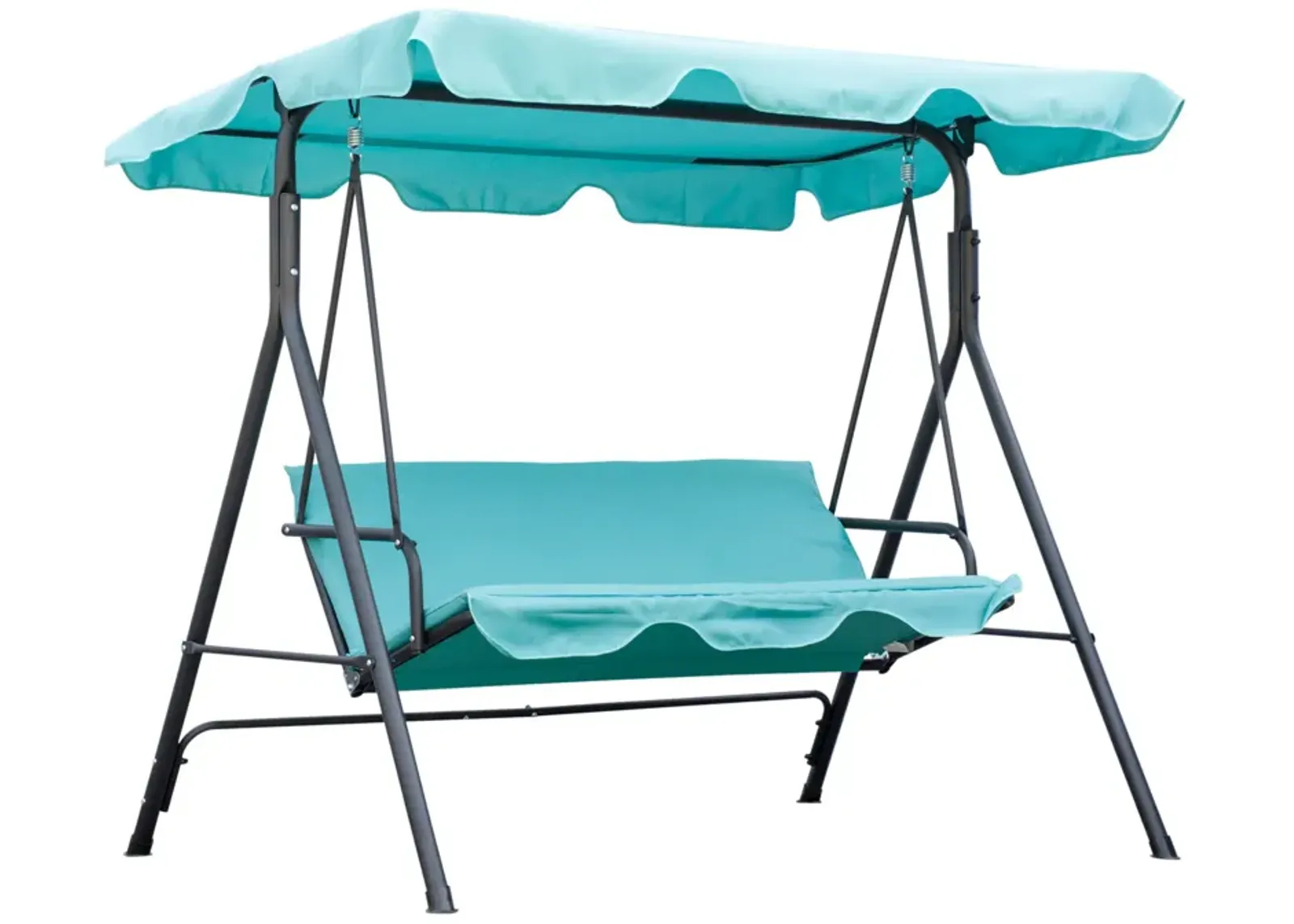 Green Patio Relaxation: 3-Person Porch Swing Chair with Canopy