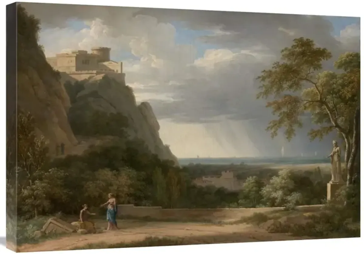 Classical Landscape with Figures and Sculpture-Canvas Art-30x21