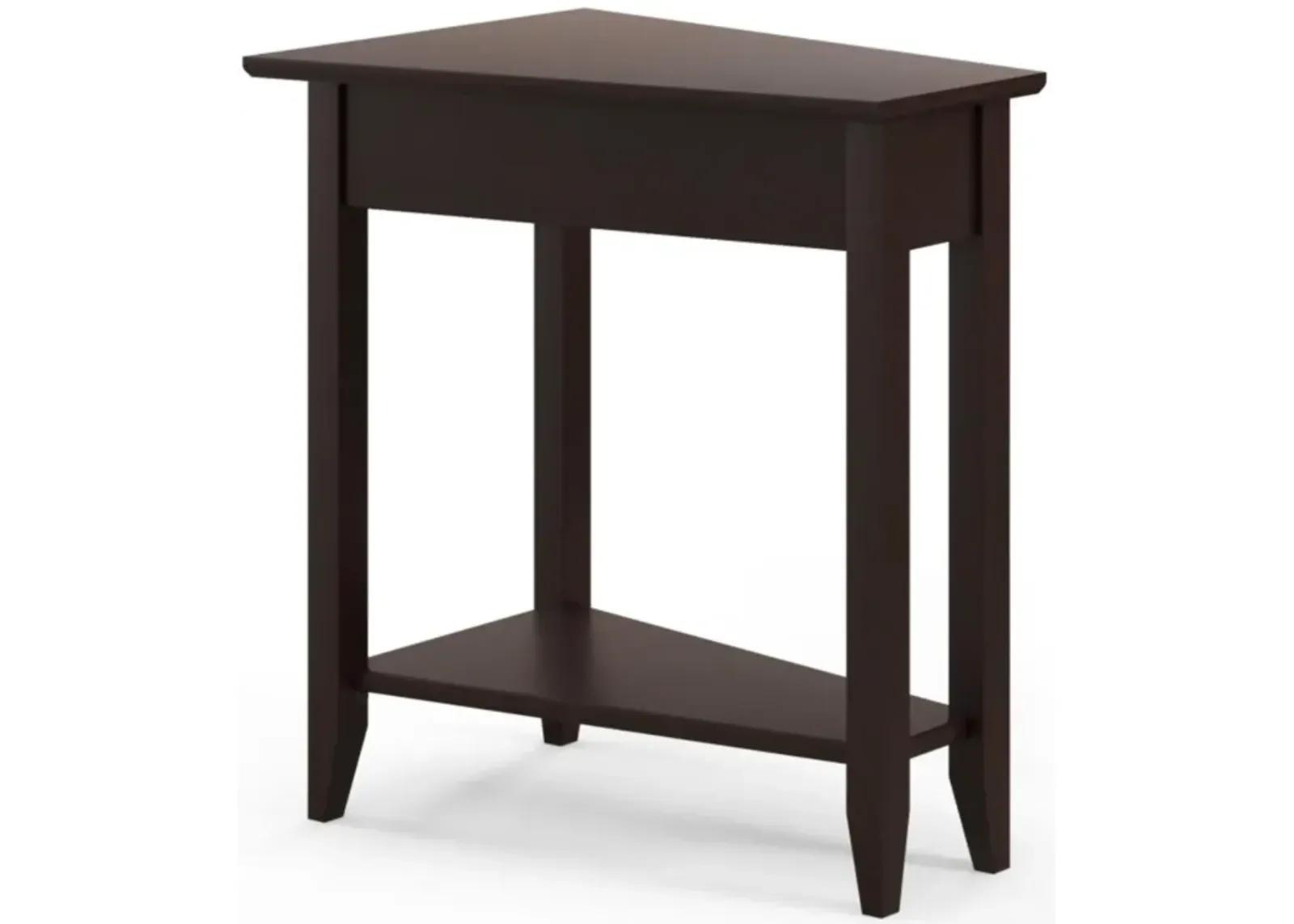 Hivvago 2-Tier Wedge Narrow End Table with Storage Shelf and Solid Wood Legs