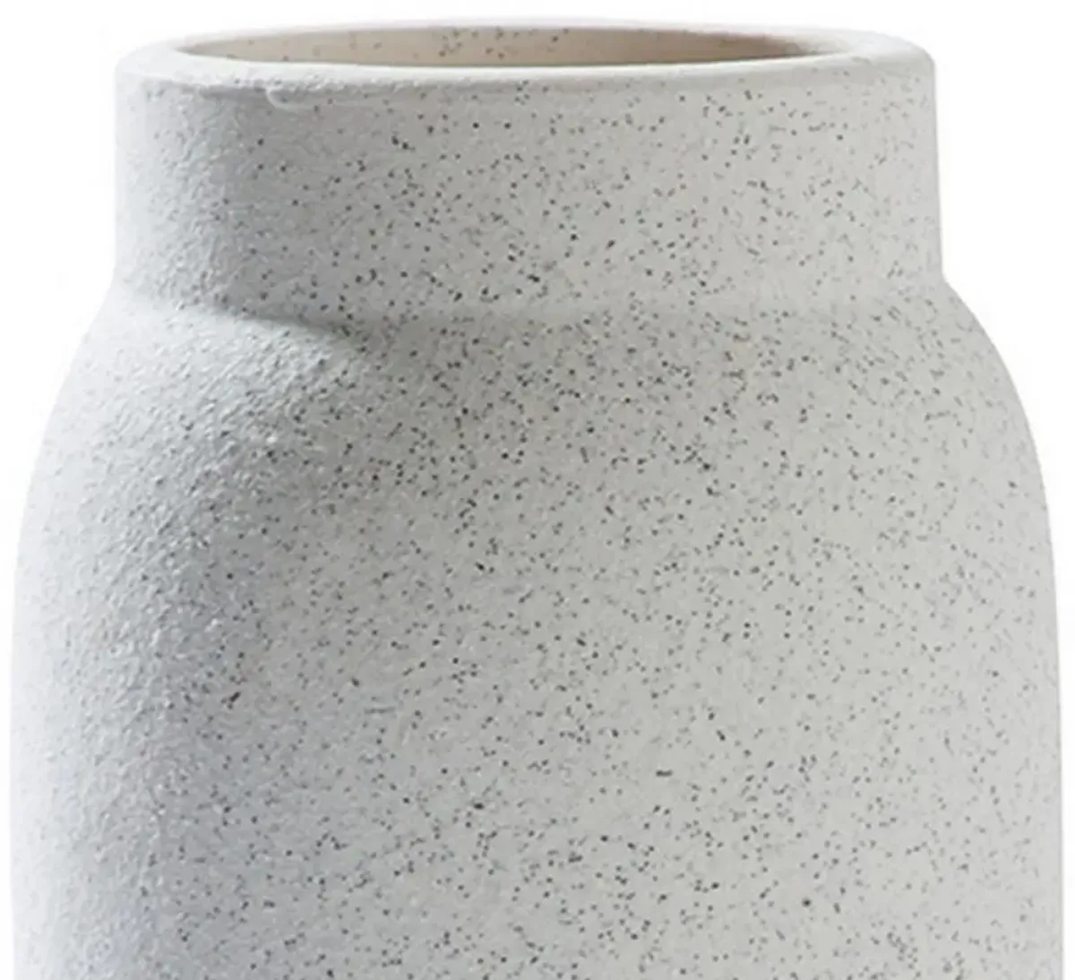 Vase with Elongated Textured Ceramic, Set of 3, White-Benzara