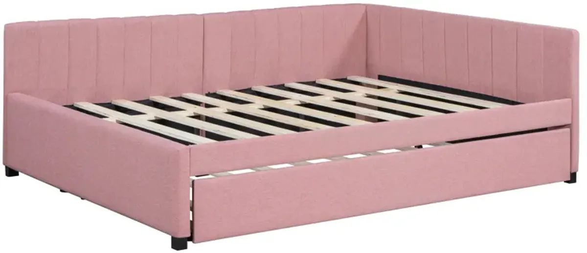 Whisen Classic Design Full Size Upholstered Daybed with Trundle