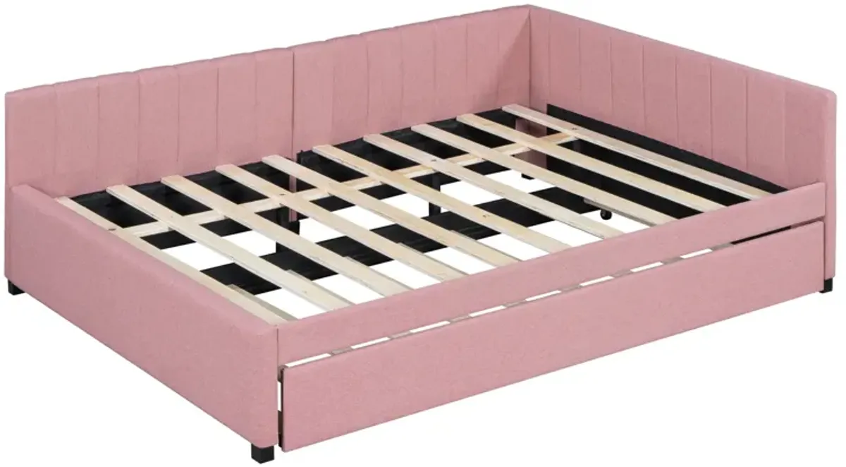 Whisen Classic Design Full Size Upholstered Daybed with Trundle