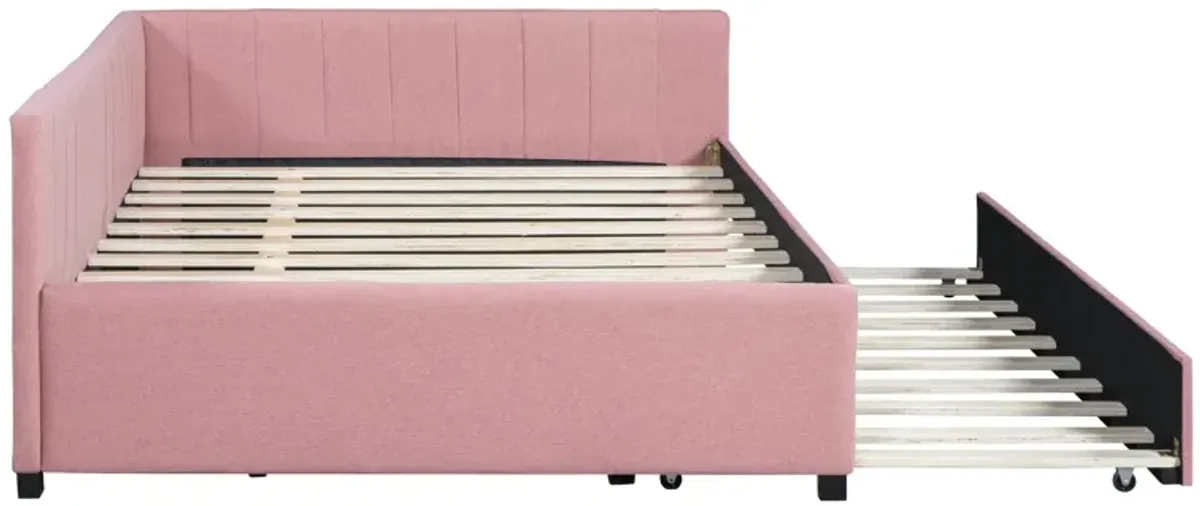 Whisen Classic Design Full Size Upholstered Daybed with Trundle
