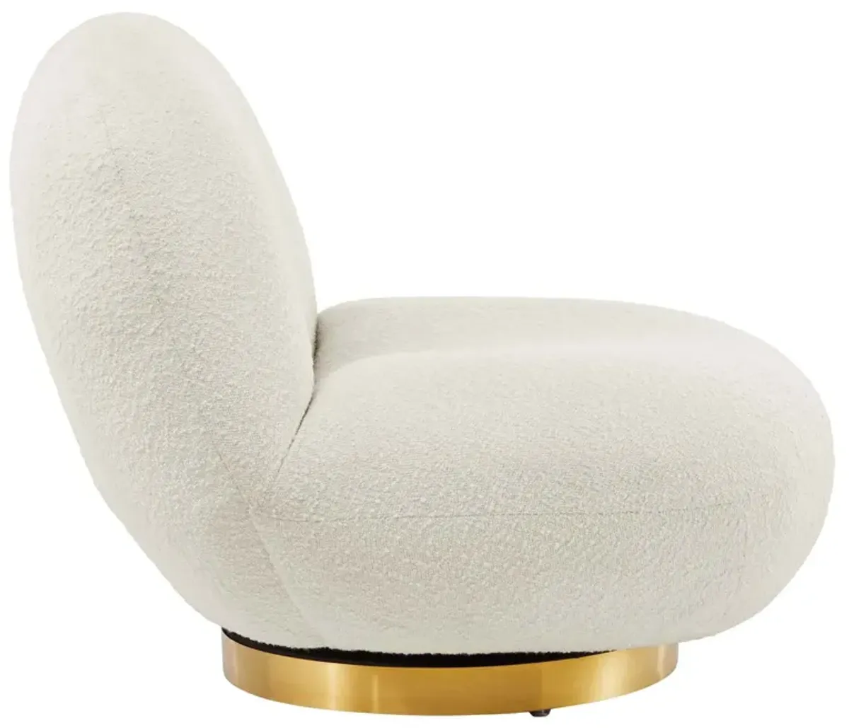 Kindred Boucle Upholstered Upholstered Fabric Swivel Chair White EEI-5485-GLD-IVO