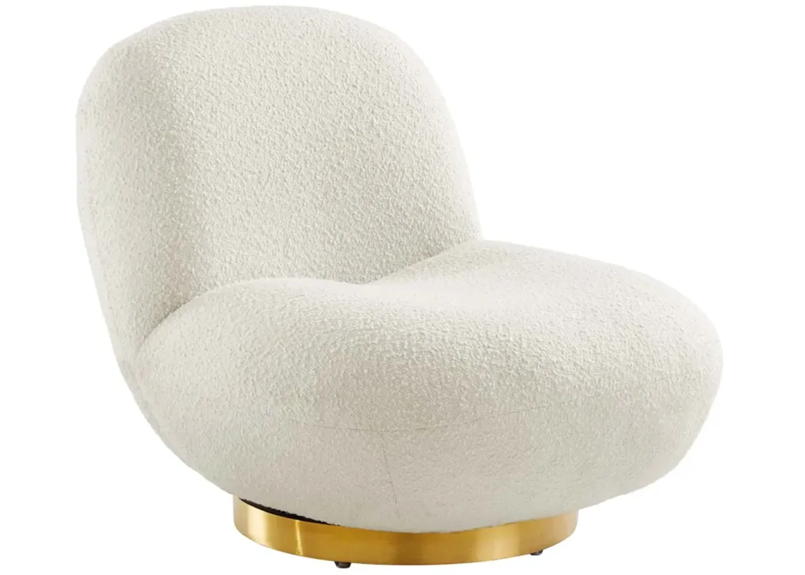 Kindred Boucle Upholstered Upholstered Fabric Swivel Chair White EEI-5485-GLD-IVO