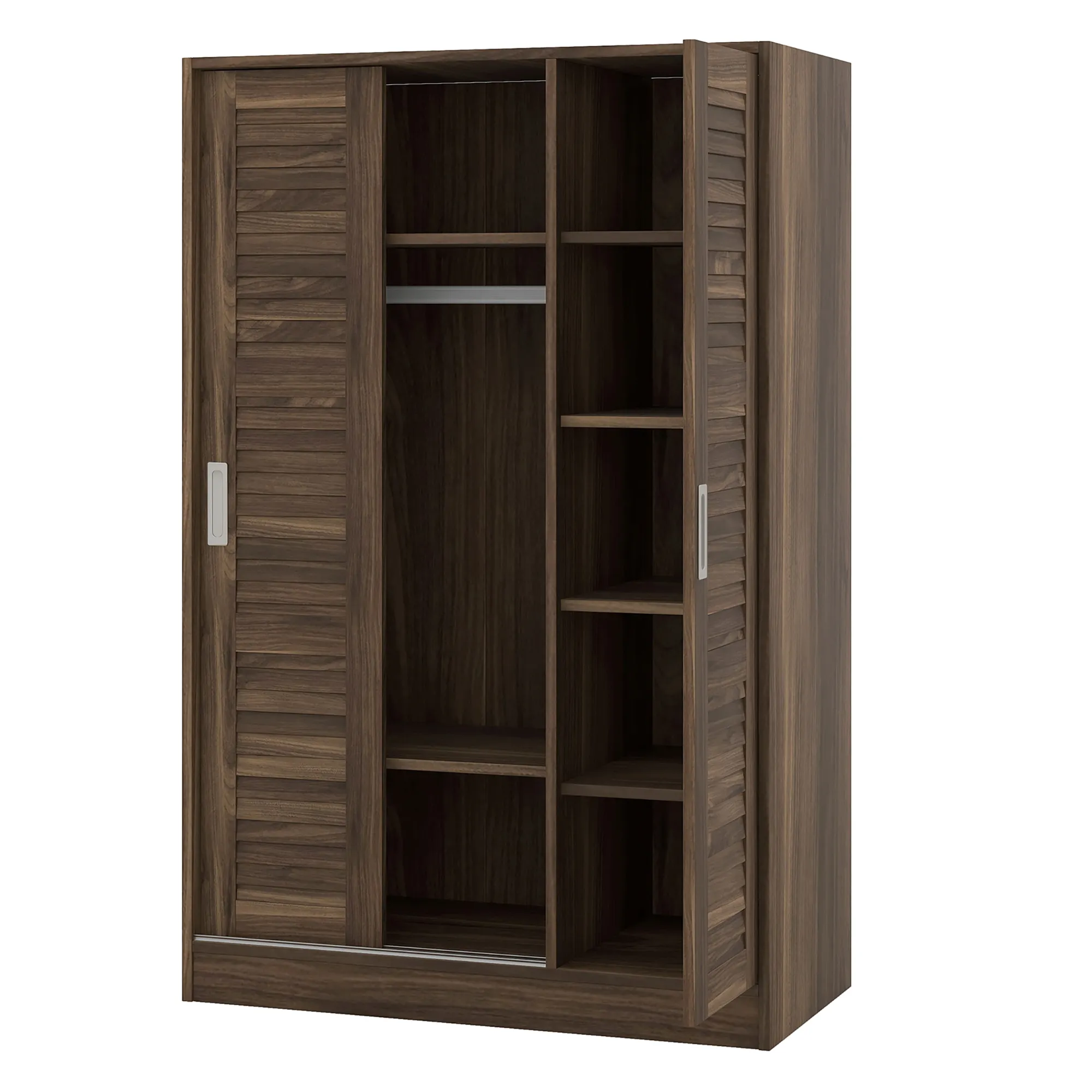 Merax Modern 3-Door Shutter Wardrobe with Shelves