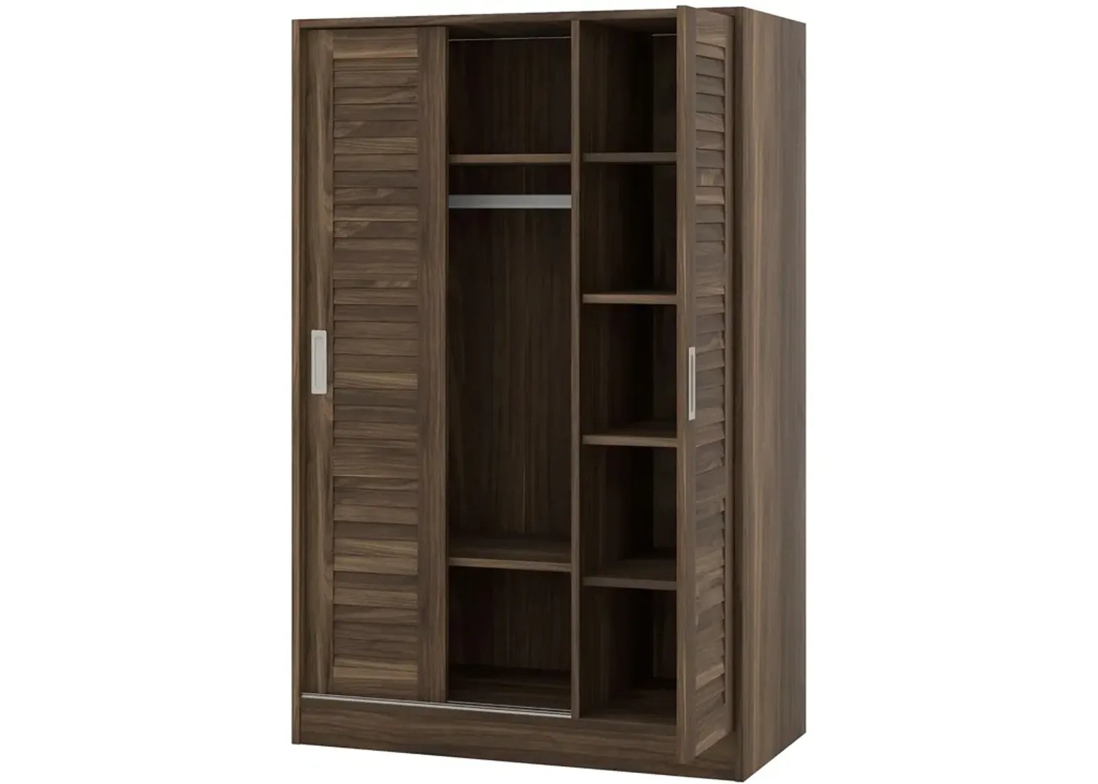 Merax Modern 3-Door Shutter Wardrobe with Shelves