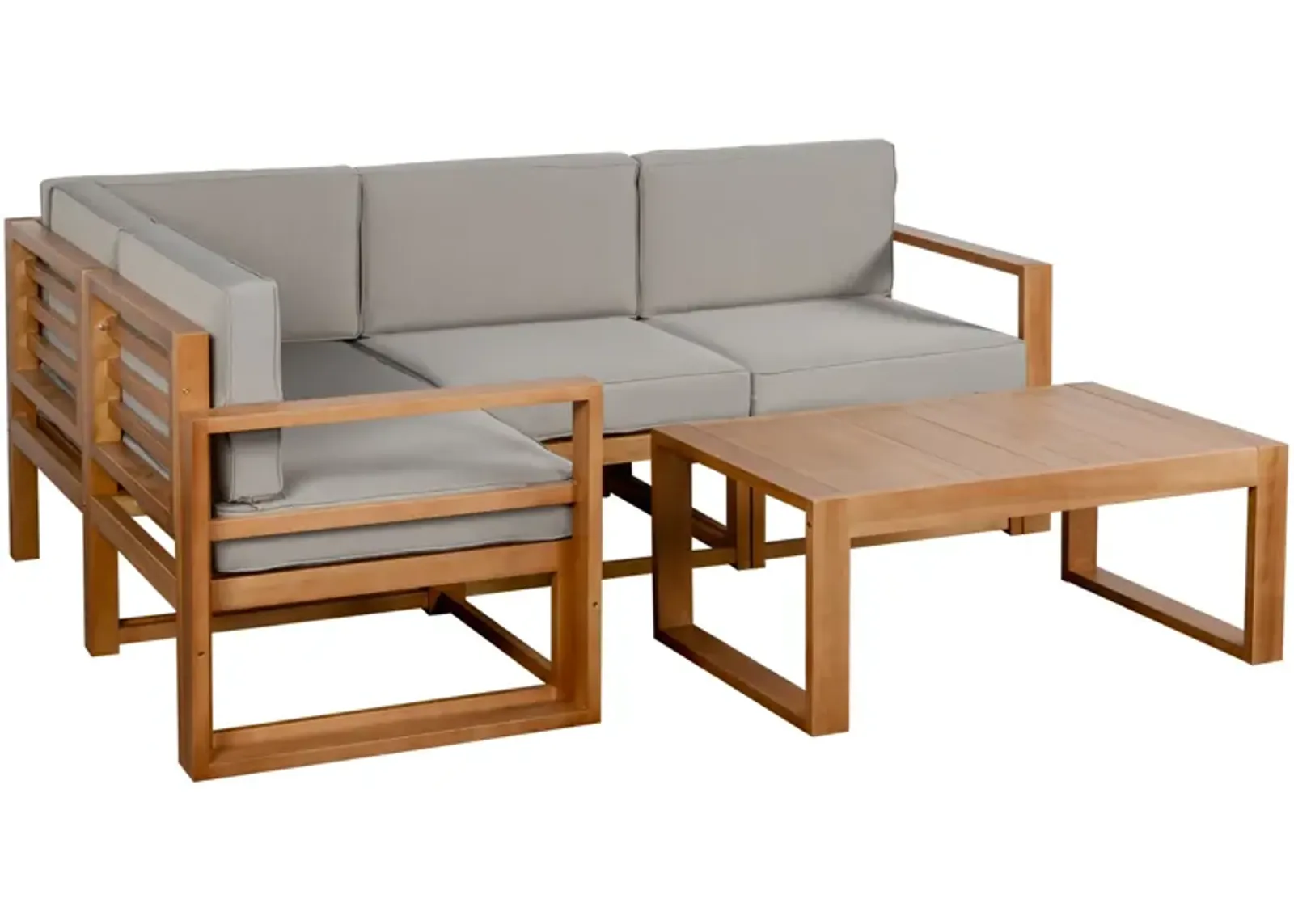 Grey Garden Conversation: 5-Seater Wood Outdoor Sectional Set