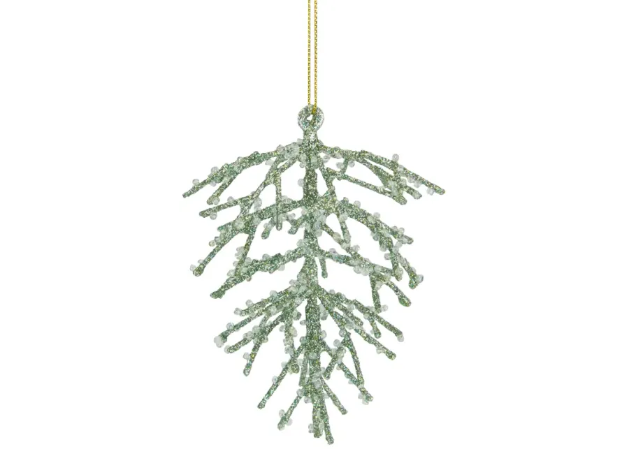 4.75" Green 3-D Glittered Iron Wire Pine Cone Christmas Ornament