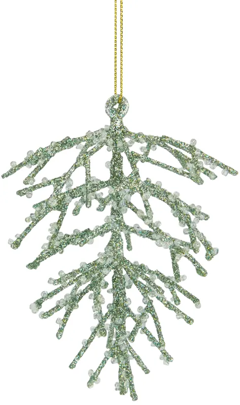 4.75" Green 3-D Glittered Iron Wire Pine Cone Christmas Ornament