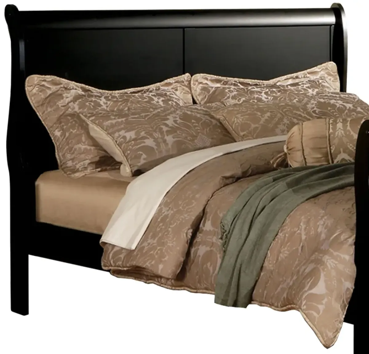 Louis Philippe III Queen Bed, Black-Benzara