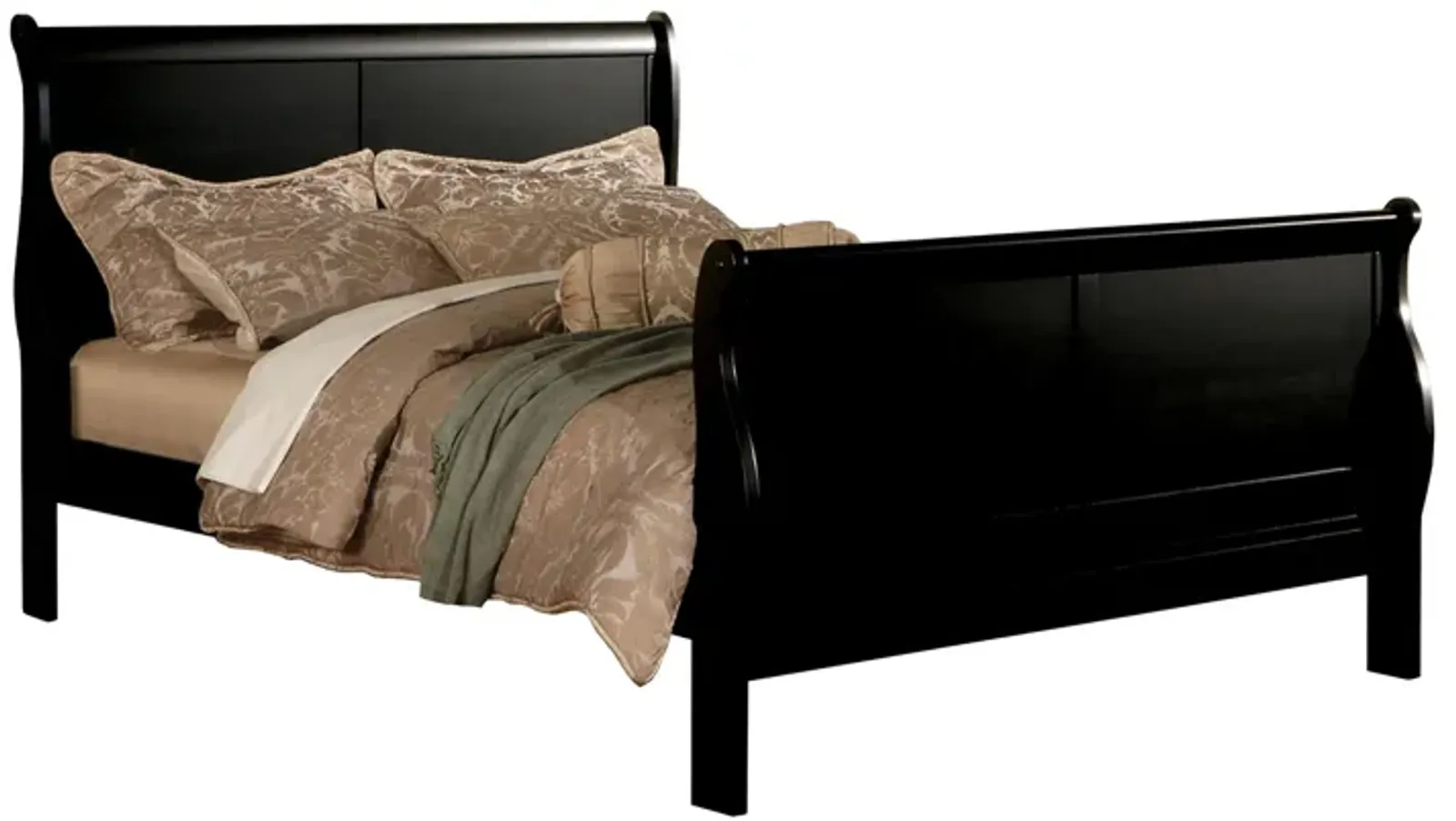 Louis Philippe III Queen Bed, Black-Benzara