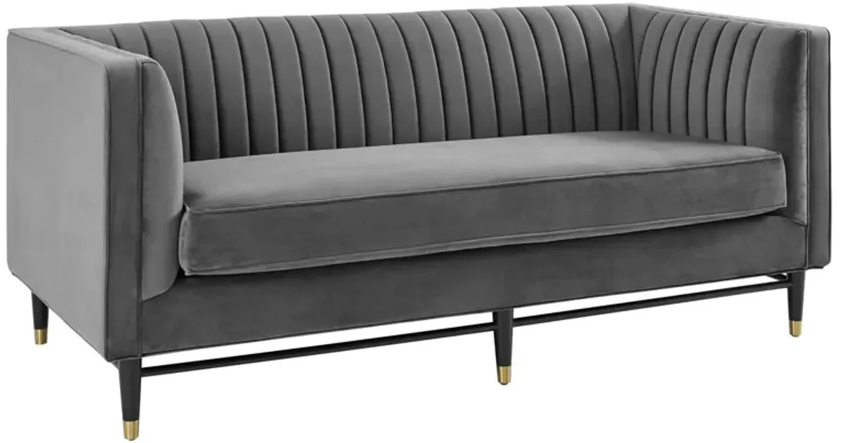 Devote Channel Tufted Performance Velvet Loveseat