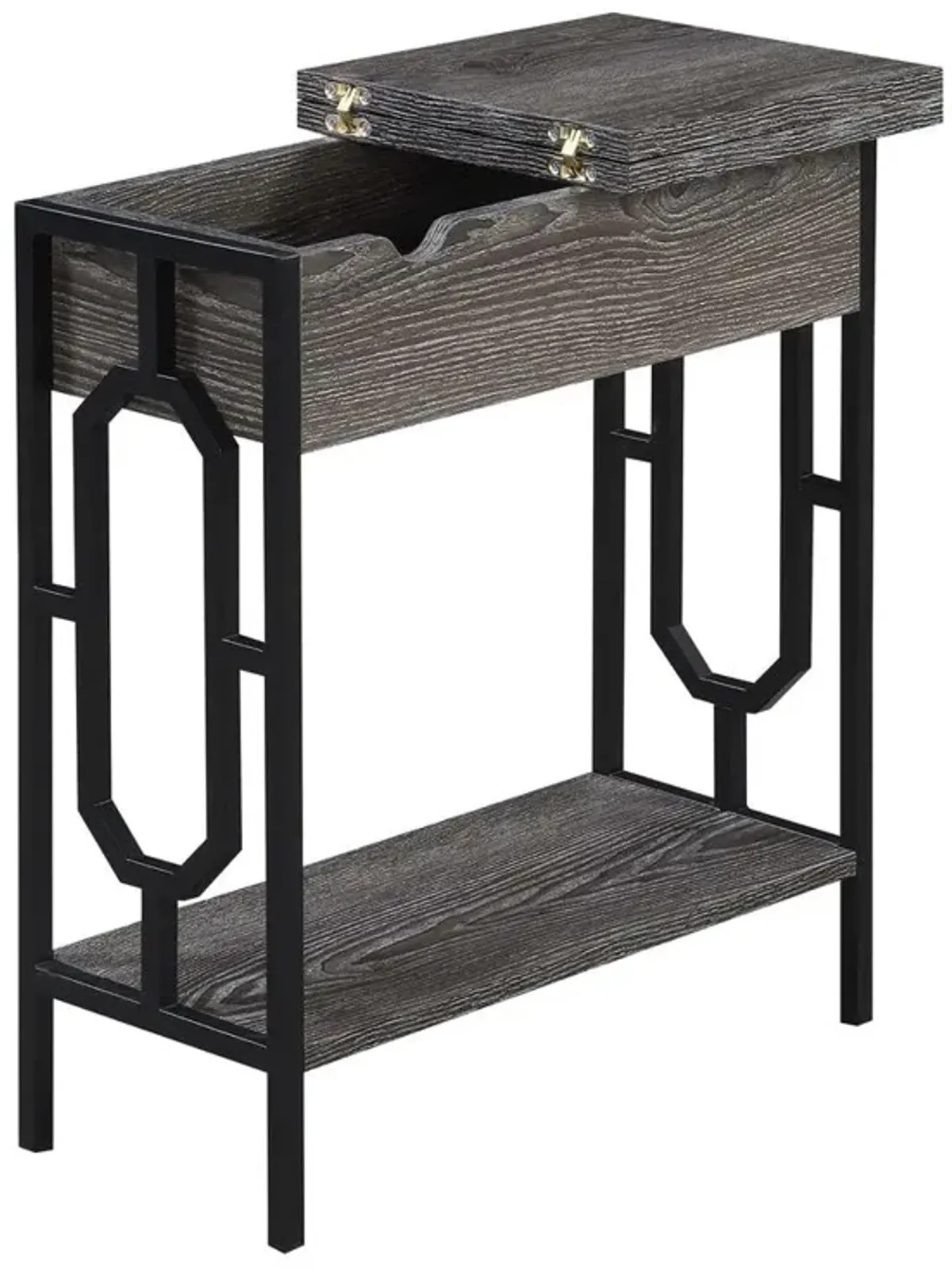 Convenience Concepts Omega Flip Top End Table with Charging Station