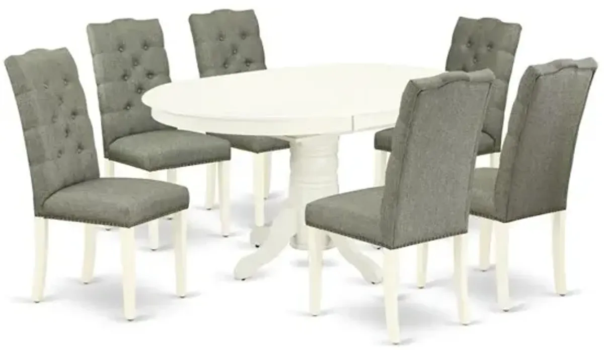 Dining Room Set Linen White, AVEL7-LWH-07