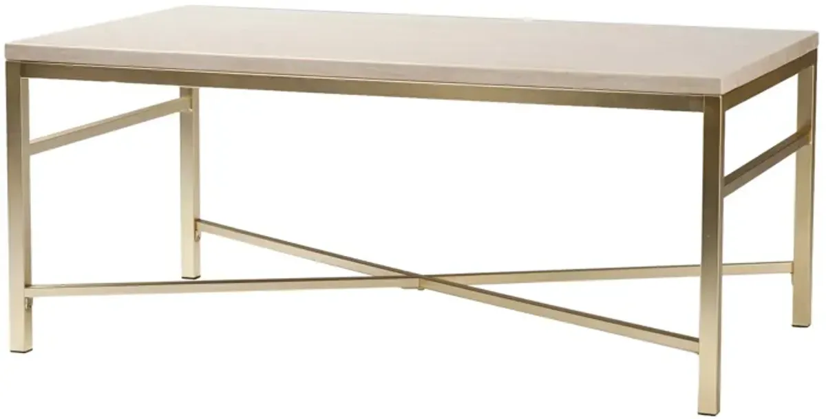 Hivvago 42 Inch Off White Manufactured Wood And Metal Rectangular Coffee Table