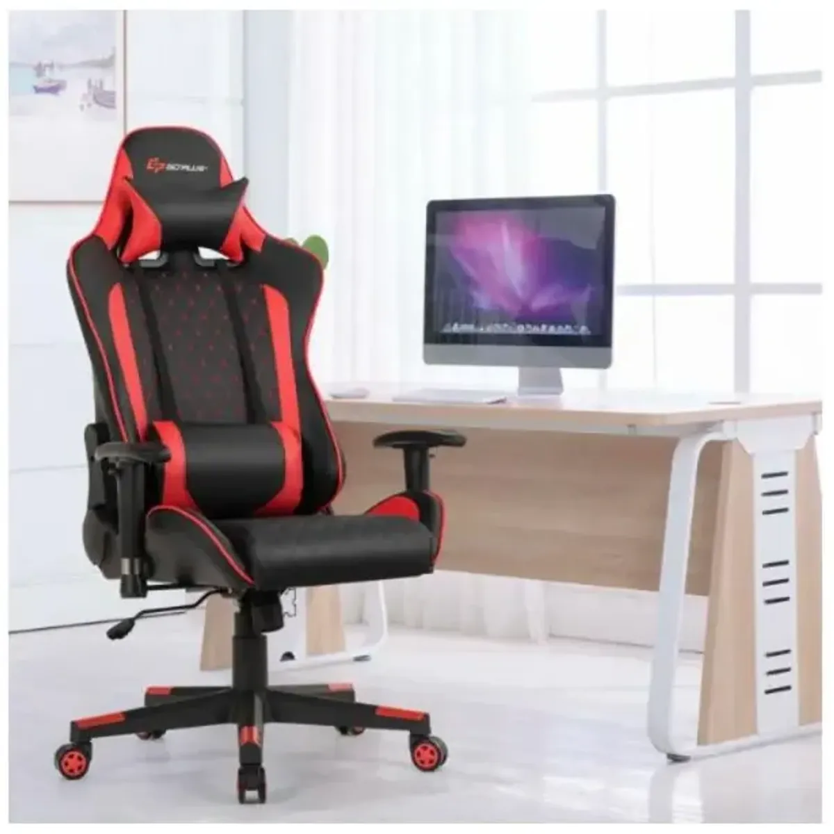 Hivvago Massage Gaming Chair with Lumbar Support and Headrest