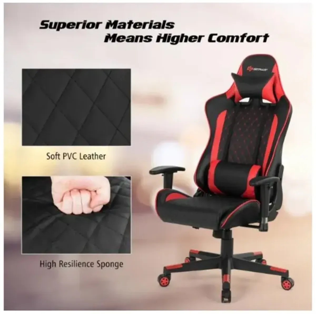 Hivvago Massage Gaming Chair with Lumbar Support and Headrest