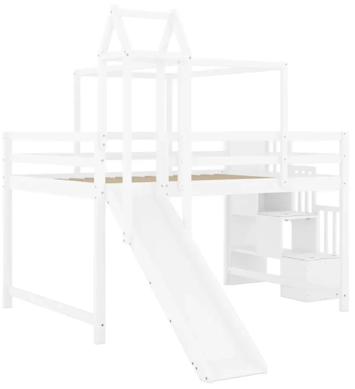 Merax Loft Bed with Tent and Tower