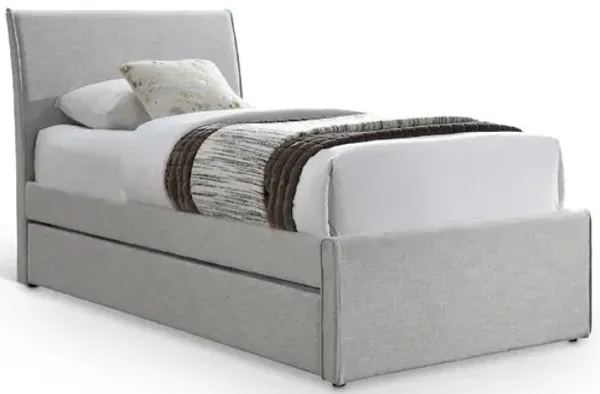 Meridian Furniture Myles Grey Linen Textured Fabric Twin Trundle Bed